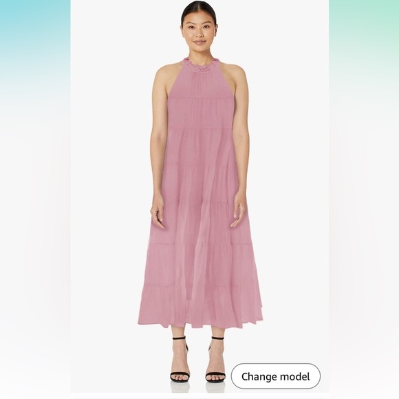 NWT Elegant Pink Halter Maxi Dress  size small - Picture 1 of 7
